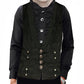 Victorian Steampunk Edwardian Western Brocade Gothic Black Men's Vest