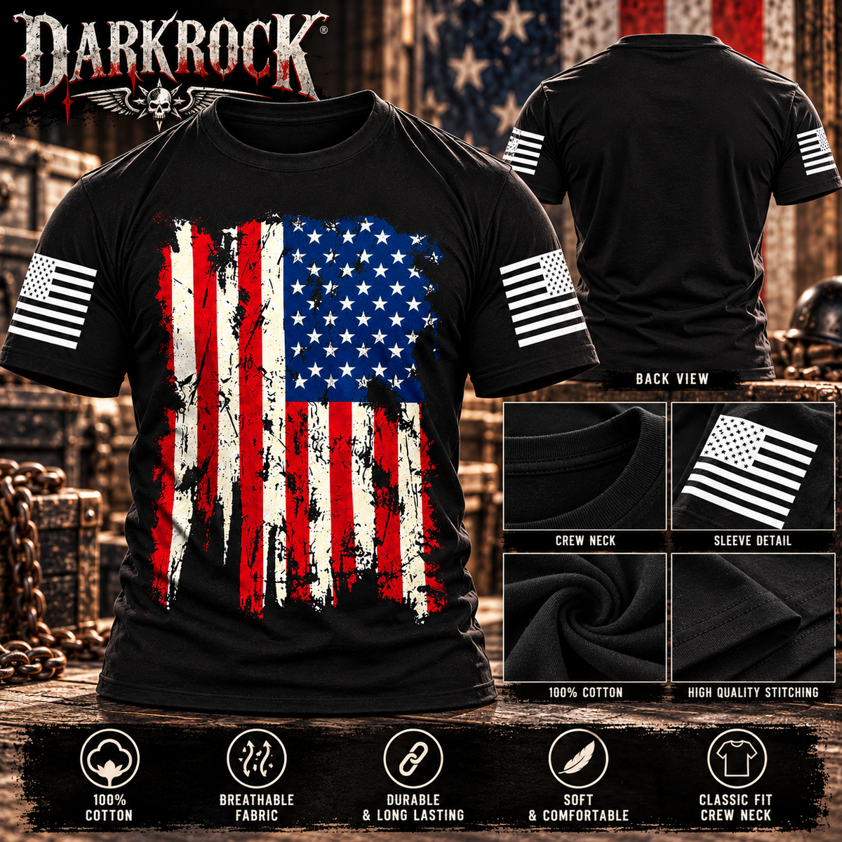 Men’s American Flag T-Shirt Patriotic USA Graphic Tee