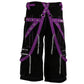 Men's Black Purple Bondage Gothic Cyber Chain Techno Rock Punk Shorts