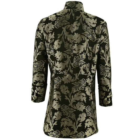Mens Vintage Gold Steampunk Jacket Victorian Tailcoat Gothic Vampire Cosplay Halloween