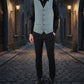 Men Herringbone Wool Blend Tweed Vest Premium Grey Waistcoat Suit Vest V Neck Slim Fit Waistcoat/USA