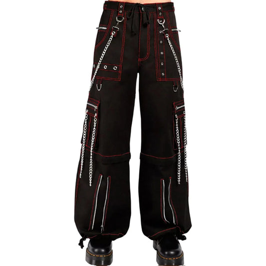 Men's Electro Bondage Gothic Red Stitch Rave Gothic Cyber Chain Goth Jeans Punk Rock Pants/USA