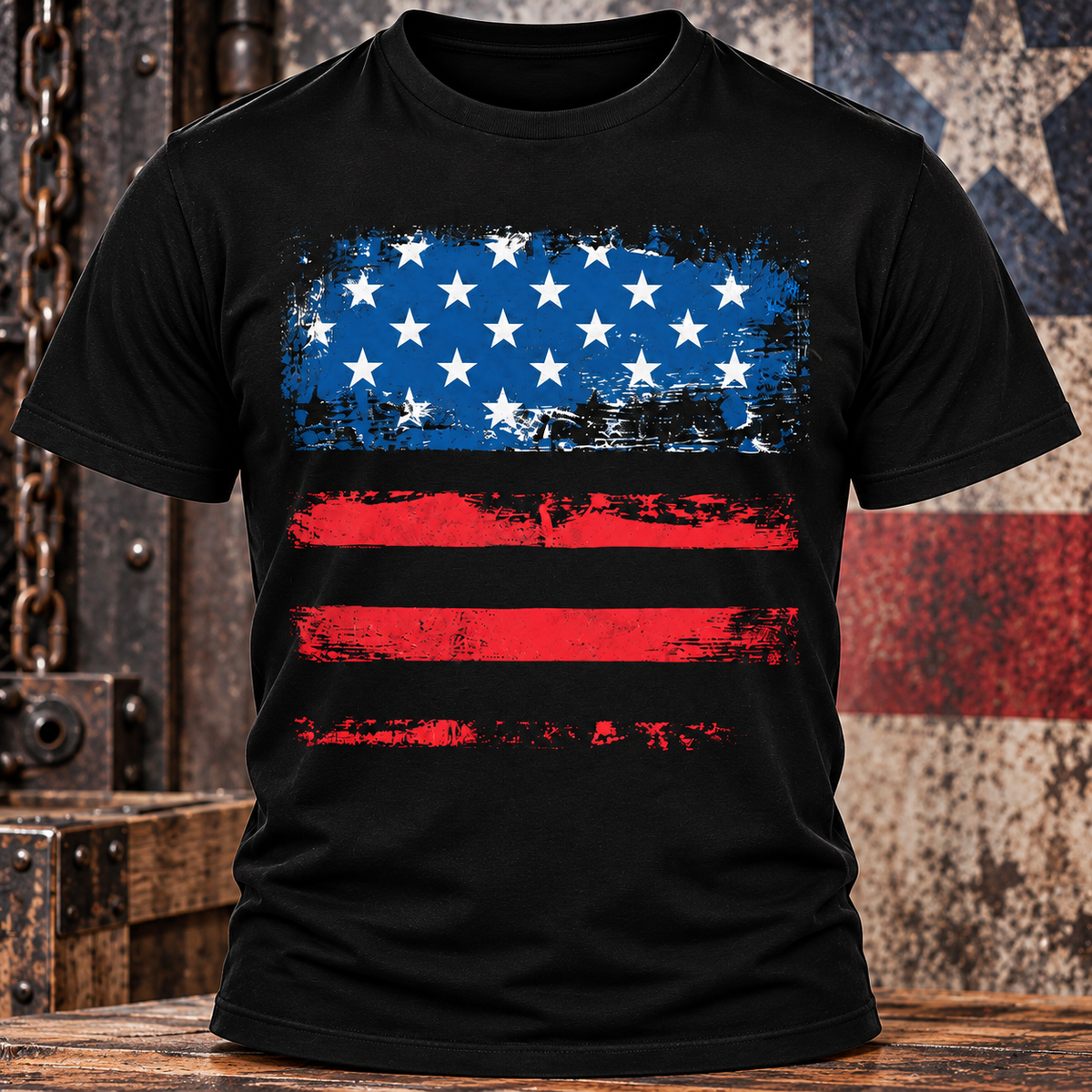 Men’s USA Flag Graphic T-Shirt Patriotic Cotton Crewneck Tee