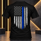 Thin Blue Line Flag Shirt for Men's Distressed American Flag Graphic Tee