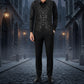 Men's Gothic Waistcoat Vest Black Paisley Velvet Steampunk Regency/Victorian Suit Vest Steampunk
