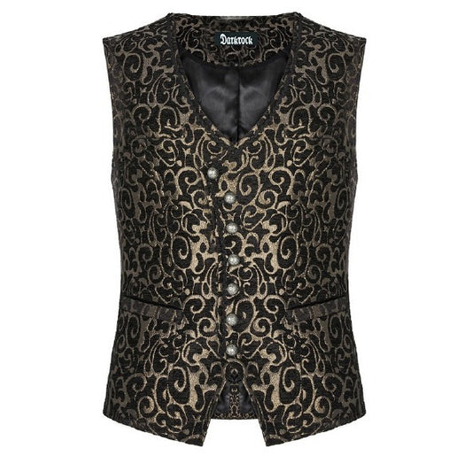 Men's Gothic Waistcoat Vest Gold Paisley Velvet Steampunk Regency/Victorian Suit Vest Steampunk