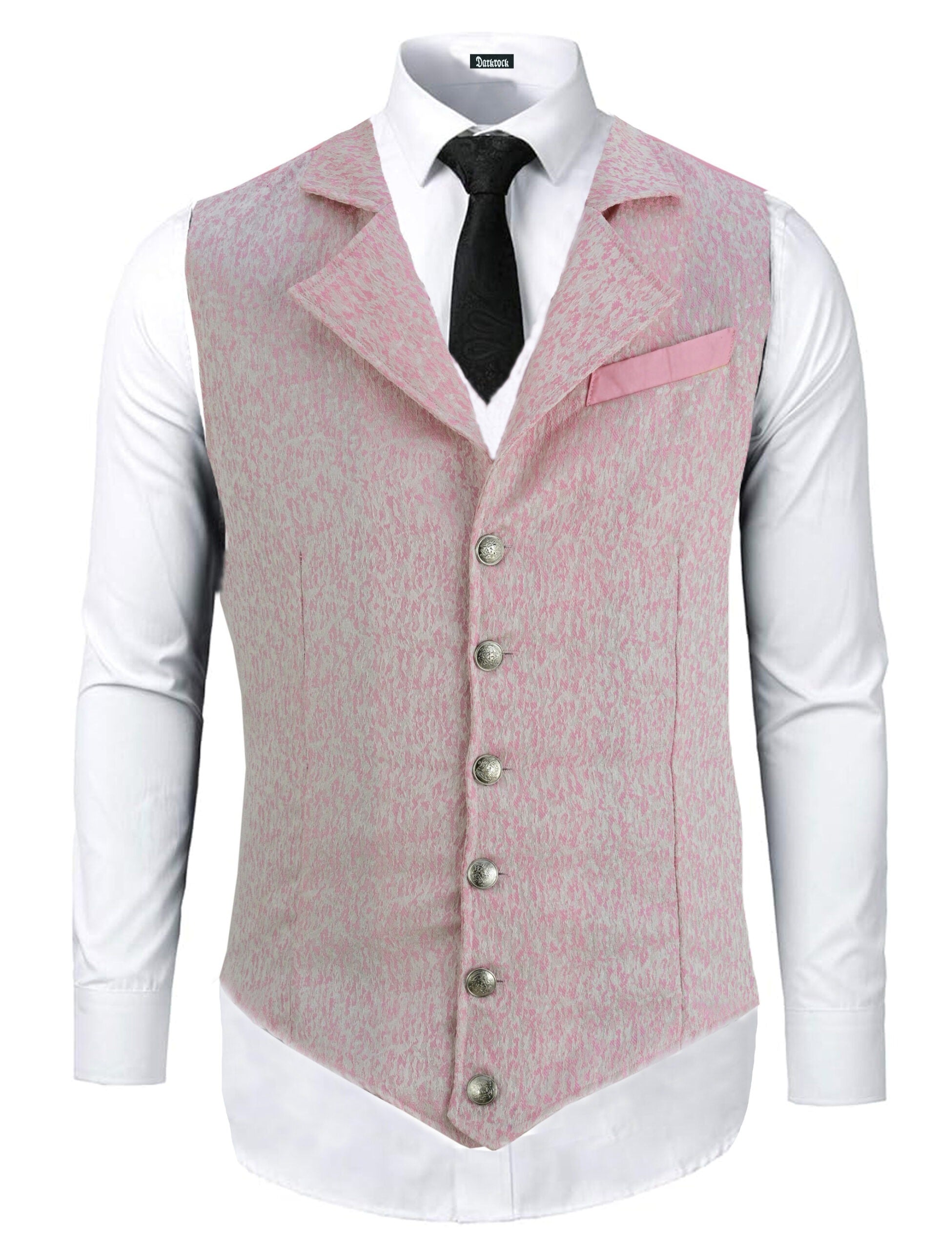 Handmade Pink Men's Victorian Suit Gentleman Vest Steampunk Gothic Waistcoat/Usa