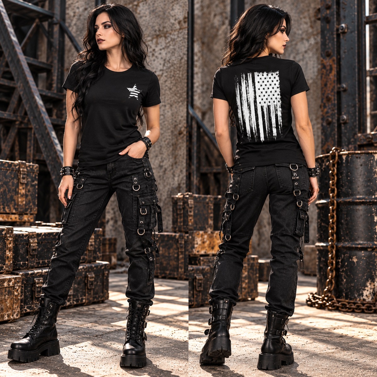 Men’s American Flag T-Shirt Vintage Patriotic Graphic Tee Black