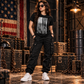 America Patriotic Flag Men’s Shirt Black 100% Cotton Graphic Tee