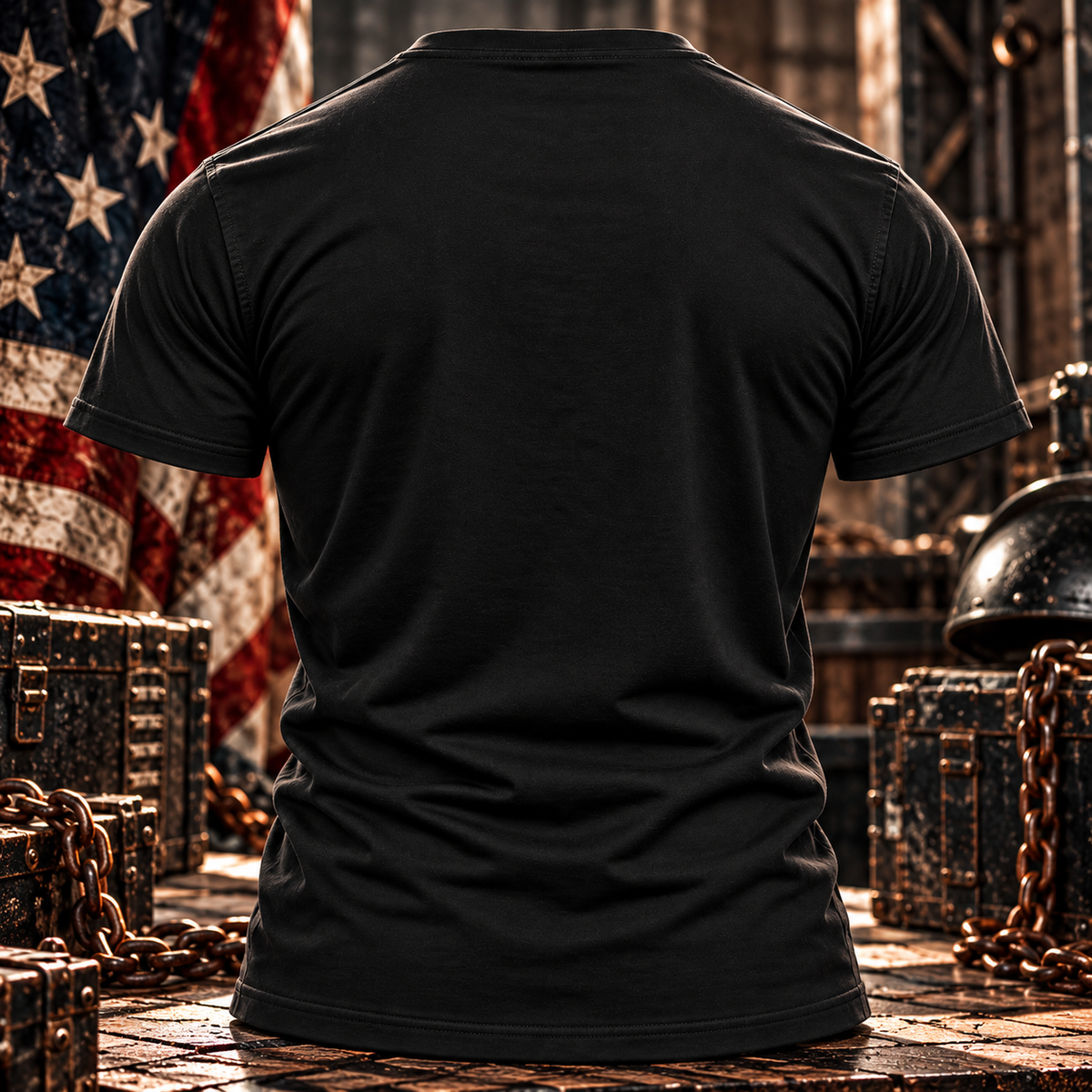 America Patriotic Flag Men’s Shirt Black 100% Cotton Graphic Tee