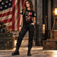Men’s American Reaper T-Shirt Black Skull Flag Graphic Tee