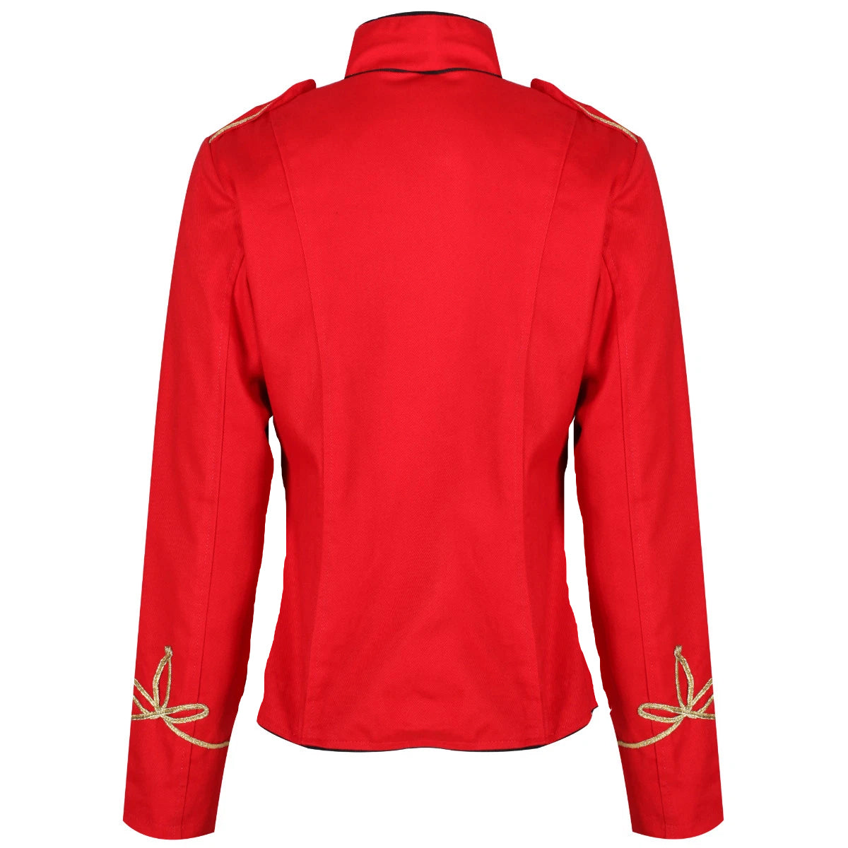 Women's Emo Punk Goth Napoleon Military Drummer Parade Jacket Red Gold