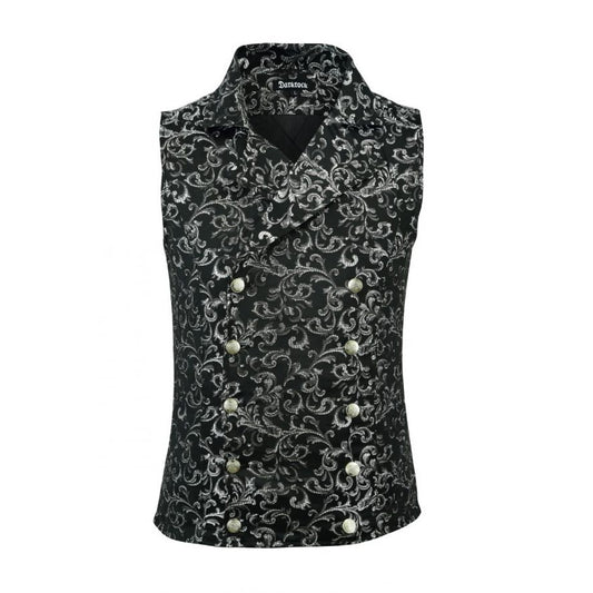 Men's Steampunk Double-Breasted Waistcoat Silver Vest Gothic Western-Reenactment USA
