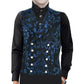 Men's Victorian Gentleman's Aristocrat Vest Tapestry/Stylish Casual Vest Blue/Black