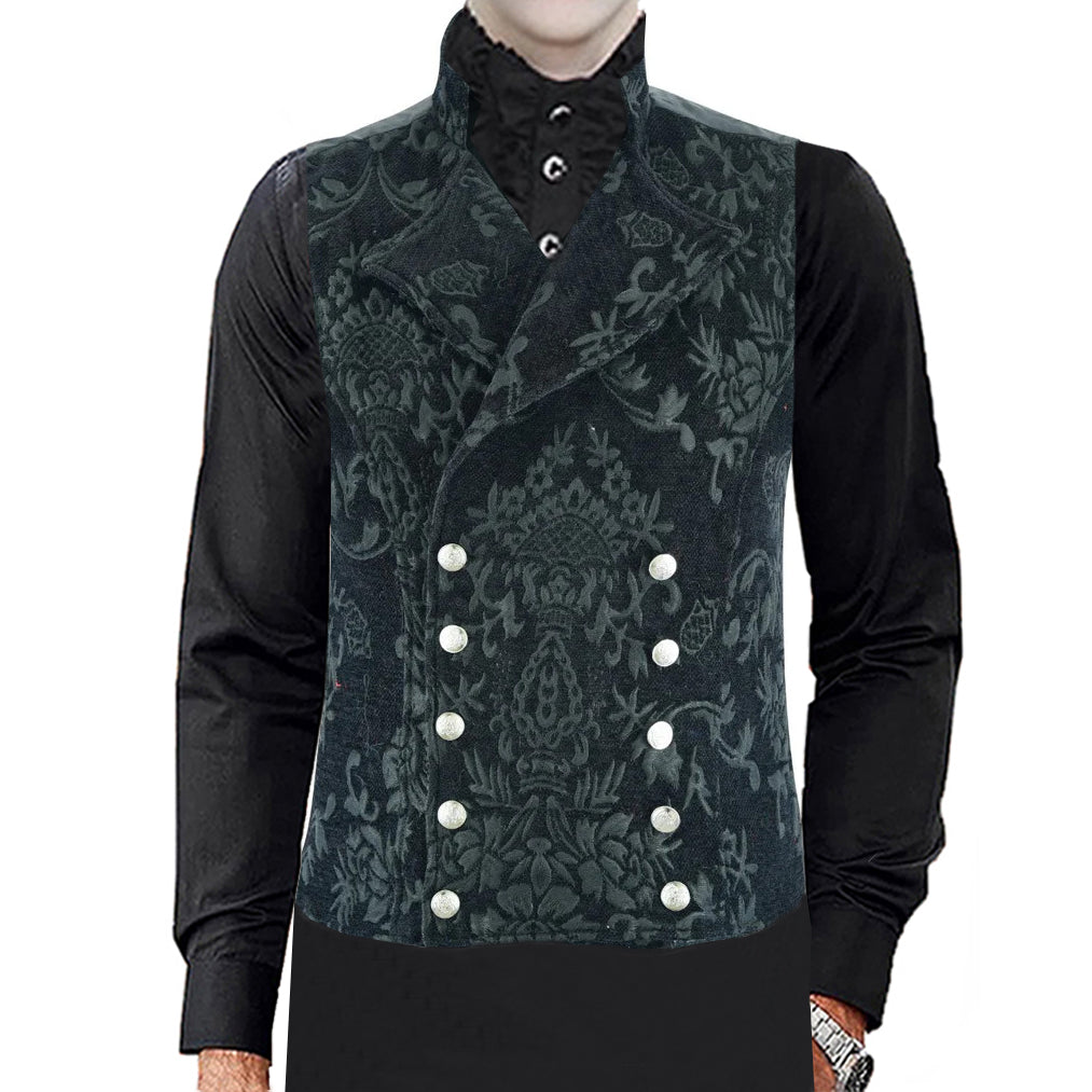 Men's Victorian Gentleman's Aristocrat Vest Tapestry Stylish Casual Vest Black
