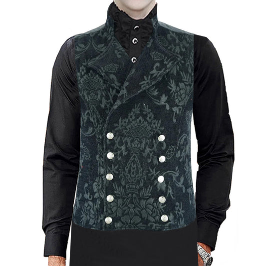 Men's Victorian Gentleman's Aristocrat Vest Tapestry Stylish Casual Vest Black