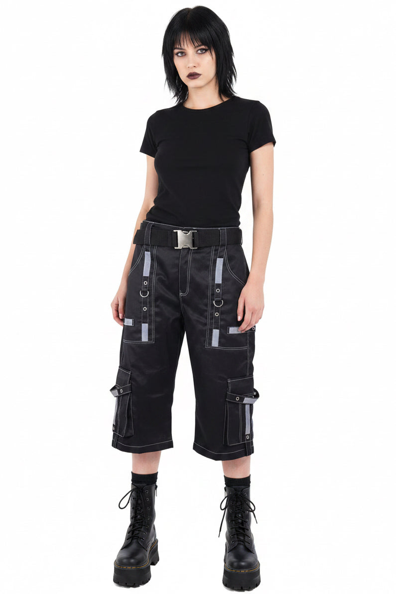 Gothic Bondage Reflective Men Short Alternative Punk Rock Emo Shorts