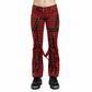 Women’s Gothic Red Plaid Bondage Pants Slim Fit Punk Trousers