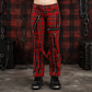 Women’s Gothic Red Plaid Bondage Pants Slim Fit Punk Trousers