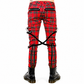 Gothic Bondage Red Plaid Men Pant Alternative Punk Rebel Rock Emo Trouser Pant