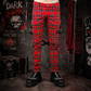 Gothic Bondage Red Plaid Men Pant Alternative Punk Rebel Rock Emo Trouser Pant
