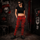 Gothic Bondage Red Plaid Men Pant Alternative Punk Rebel Rock Emo Trouser Pant