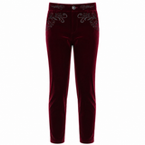 Men's Red Velvet Embroidery Gothic Regency Dress Pants /Velvet Pant