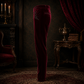 Men's Red Velvet Embroidery Gothic Regency Dress Pants /Velvet Pant