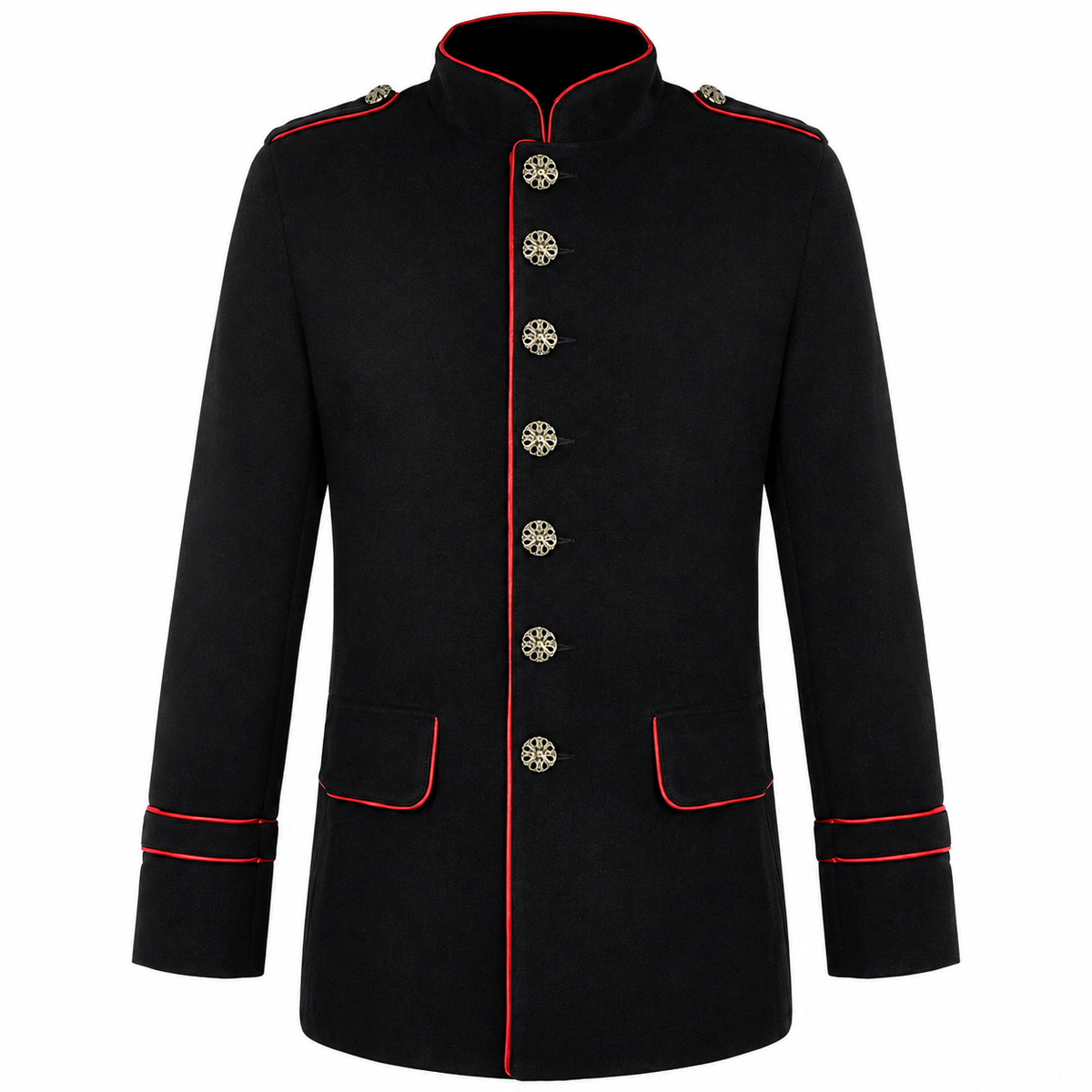 New Men's Military Style Coat Jacket Black Red Gothic Steampunk Usa Sizes Vtg