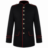 New Men's Military Style Coat Jacket Black Red Gothic Steampunk Usa Sizes Vtg