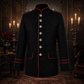 New Men's Military Style Coat Jacket Black Red Gothic Steampunk Usa Sizes Vtg