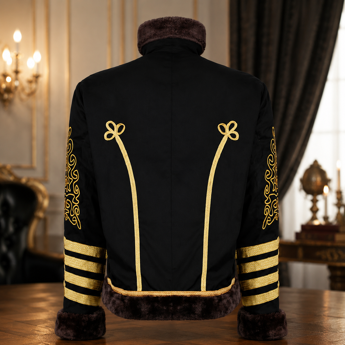 New Napoleonic Hussars Uniform Military Style Tunic Pelisse Jimi Hendrix Jacket Parade Drummer Officer Faux Fur