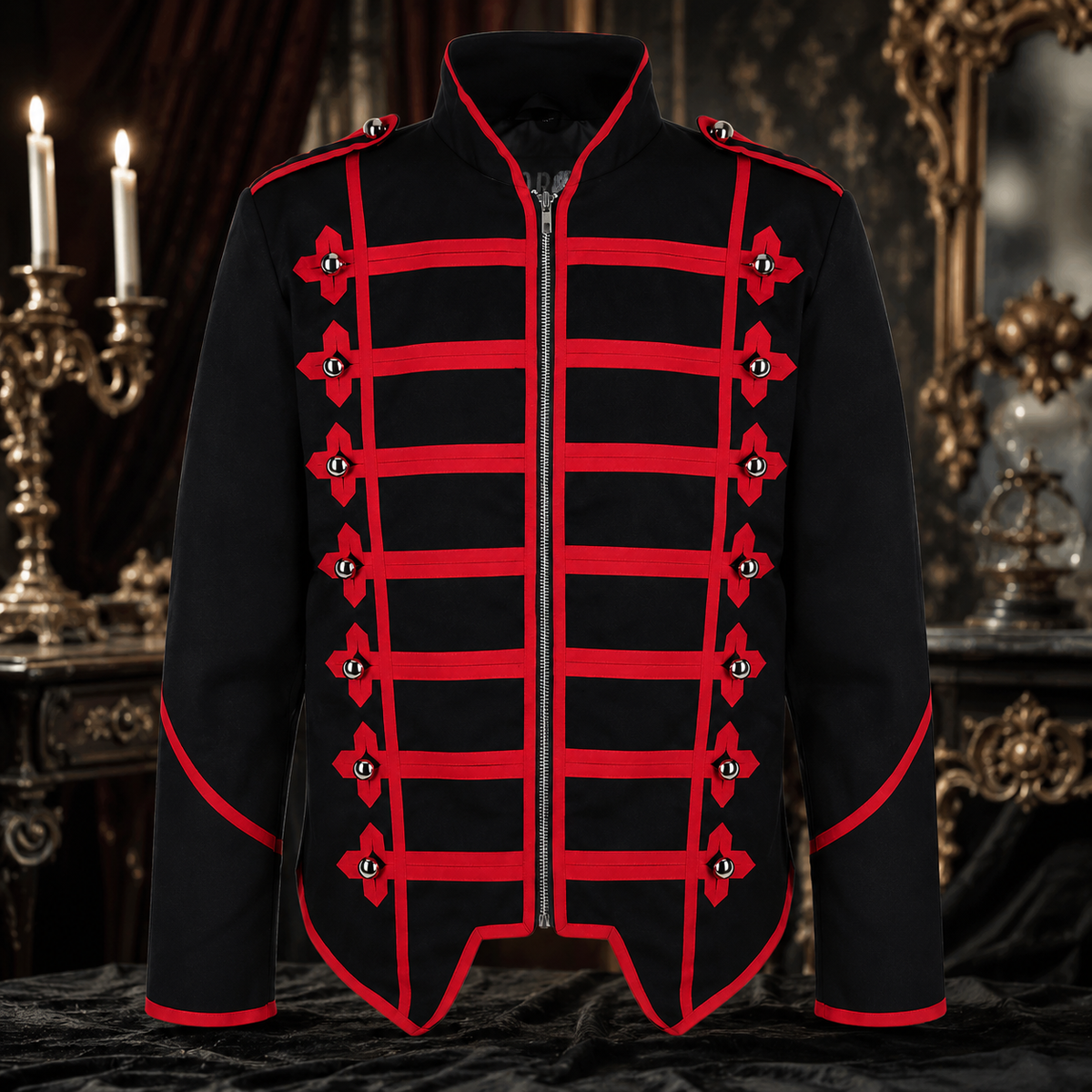 Military Drummer Jacket Black Parade Jacket Goth Punk Adam Ant VTG Style/Black Red Jacket/USA