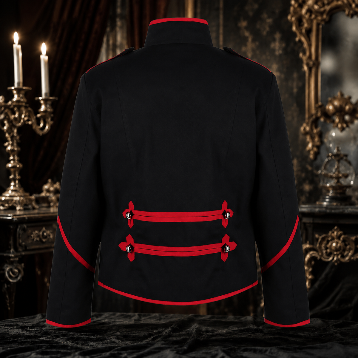 Military Drummer Jacket Black Parade Jacket Goth Punk Adam Ant VTG Style/Black Red Jacket/USA