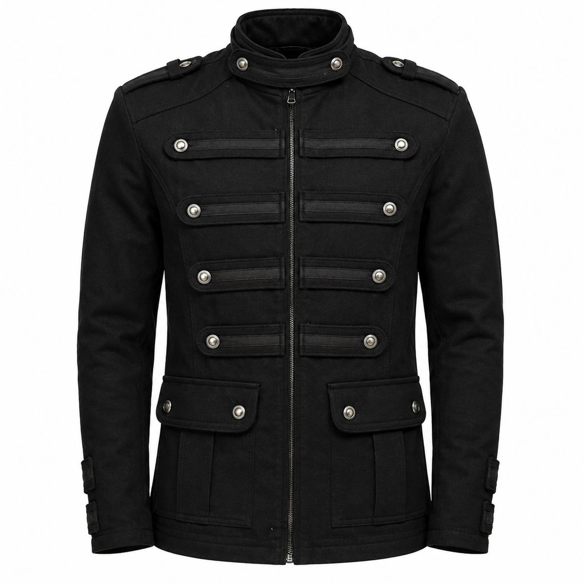 Gothic Military Band Black Jacket For Men Vintage Goth Coat Jacket Steampunk