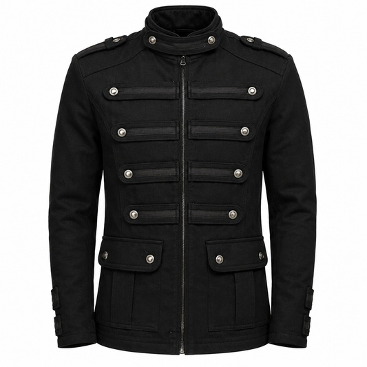 Gothic Military Band Black Jacket For Men Vintage Goth Coat Jacket Steampunk