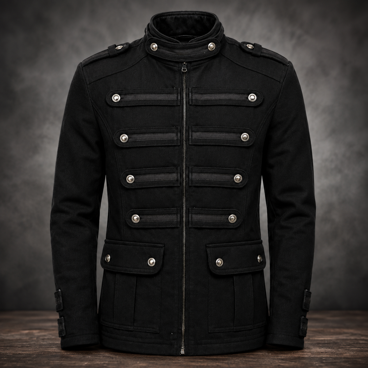 Gothic Military Band Black Jacket For Men Vintage Goth Coat Jacket Steampunk
