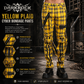 Men Bondage Straps Punk Yellow Plaid Jeans Pant Alternative Rebel Rock Emo Pant USA