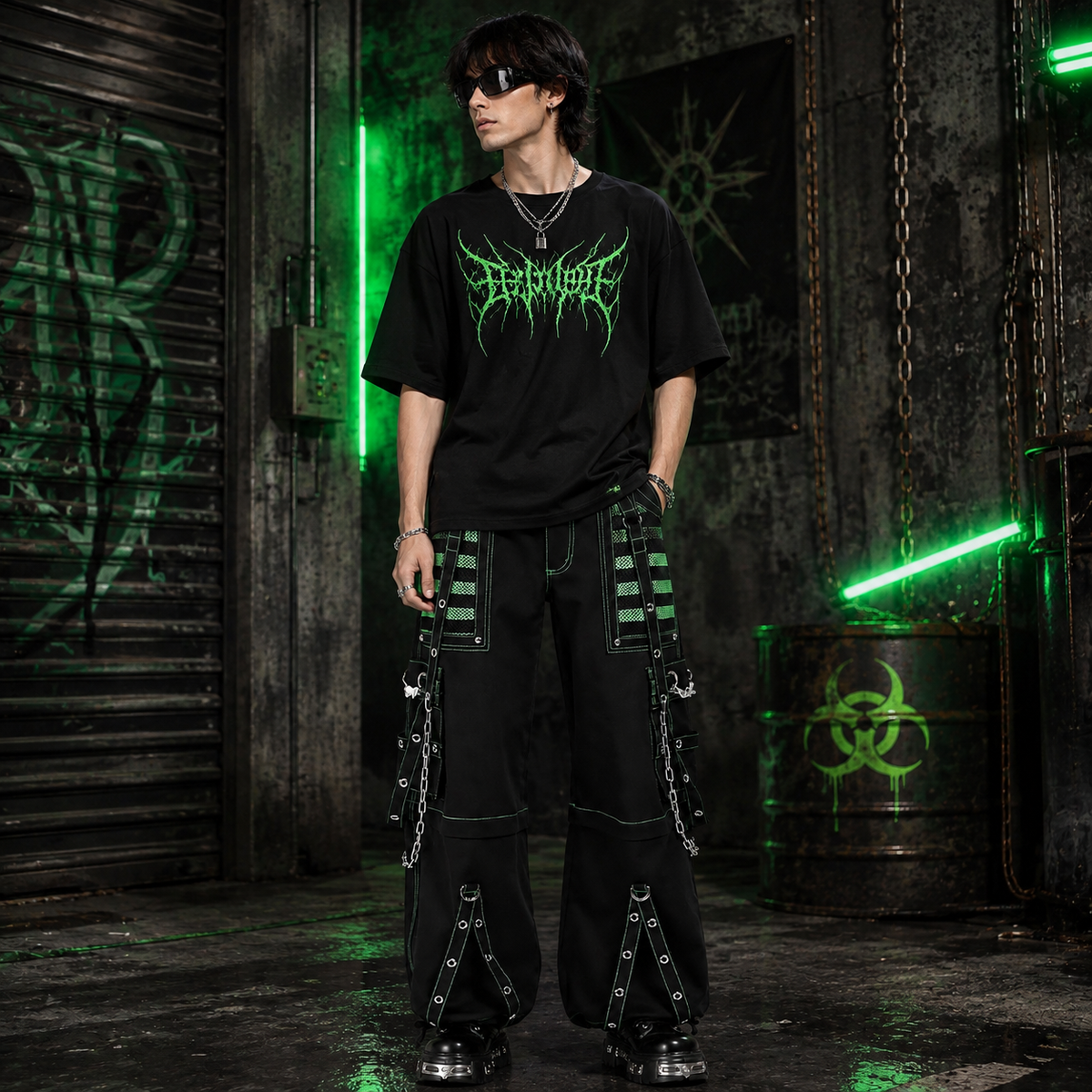 Extreme Bondage Skater Gothic Punk Rocker Cyber Goth Steampunk Biker Pants