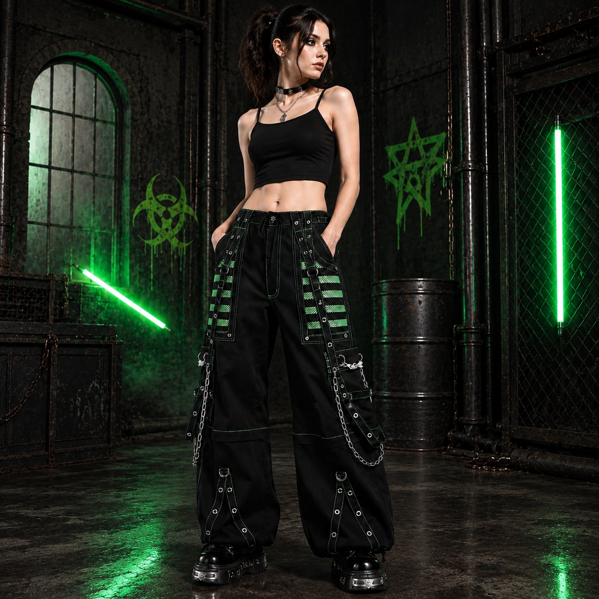 Extreme Bondage Skater Gothic Punk Rocker Cyber Goth Steampunk Biker Pants