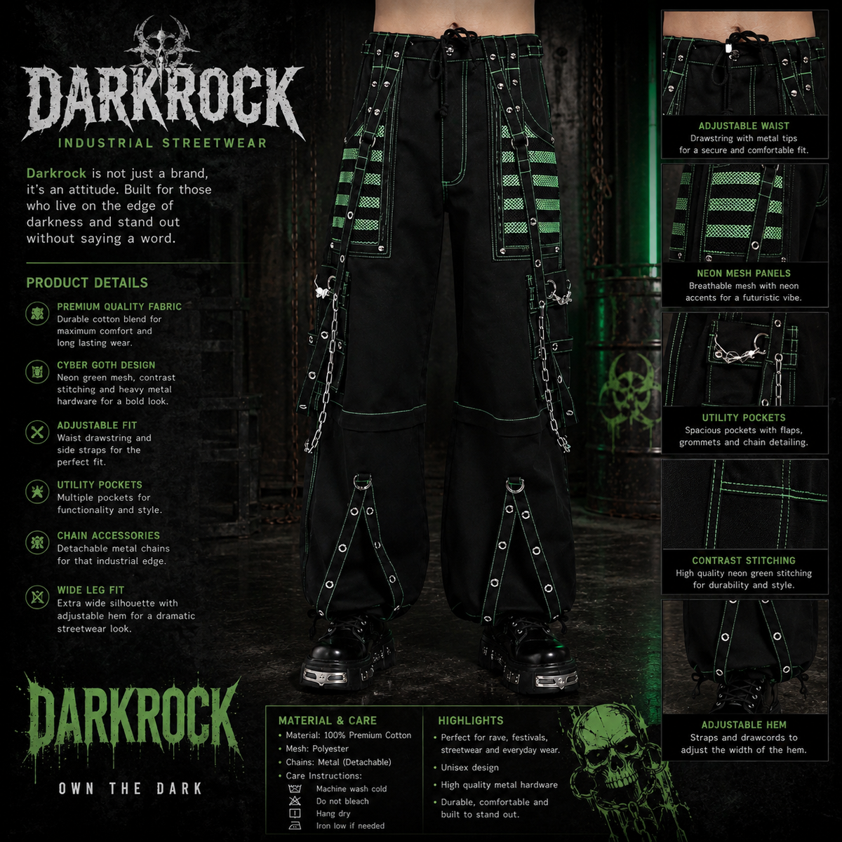 Extreme Bondage Skater Gothic Punk Rocker Cyber Goth Steampunk Biker Pants