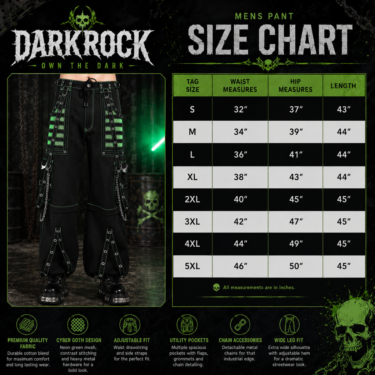 Extreme Bondage Skater Gothic Punk Rocker Cyber Goth Steampunk Biker Pants