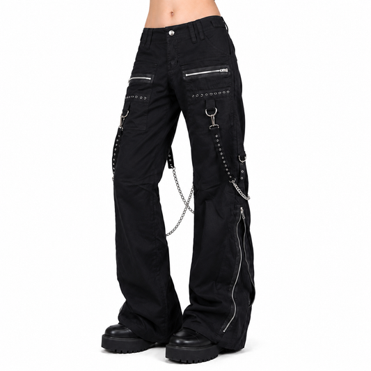 Women's Chains Black Rhinestones Gothic Punk Emo Pants Straps Baggy Pants