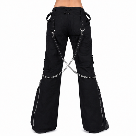 Women's Chains Black Rhinestones Gothic Punk Emo Pants Straps Baggy Pants