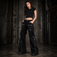 Women's Chains Black Rhinestones Gothic Punk Emo Pants Straps Baggy Pants