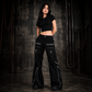 Women's Chains Black Rhinestones Gothic Punk Emo Pants Straps Baggy Pants