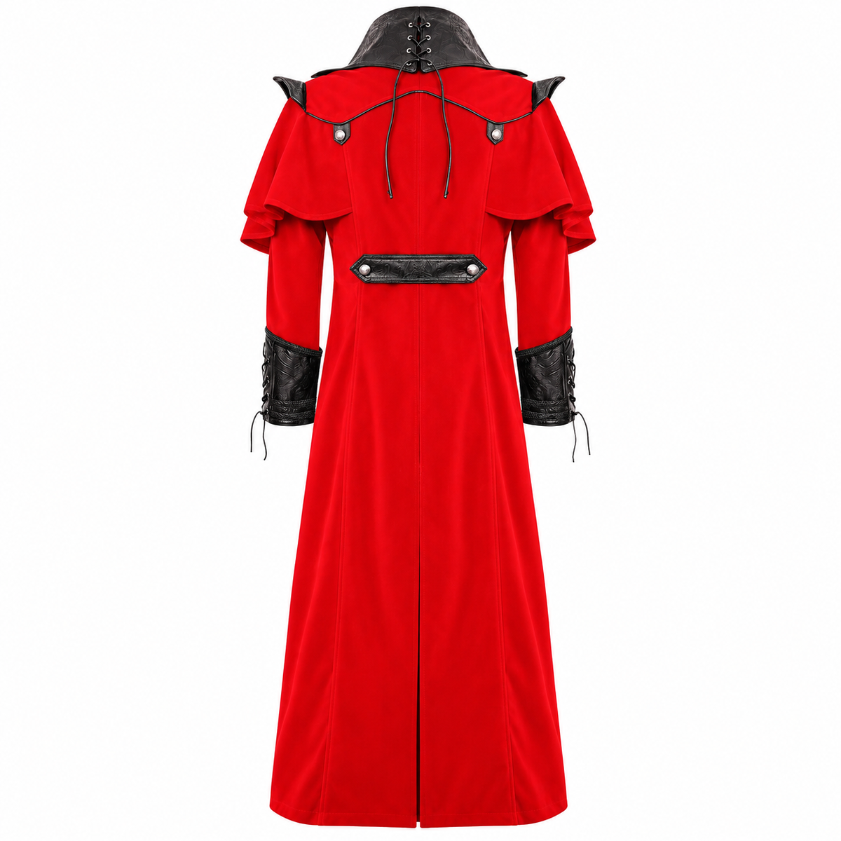 Gothic Steampunk Military Red Jacket Men's Punk Highwayman Regency Long Coat