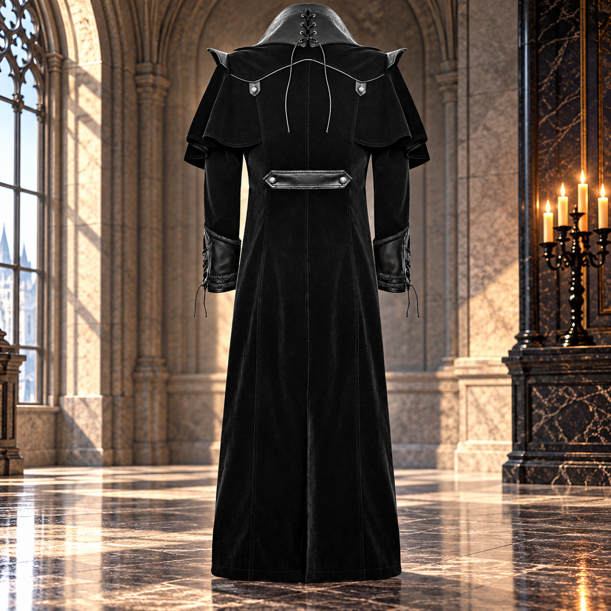 Gothic Steampunk Military Black Jacket Men's Punk Highwayman Regency Long Coat