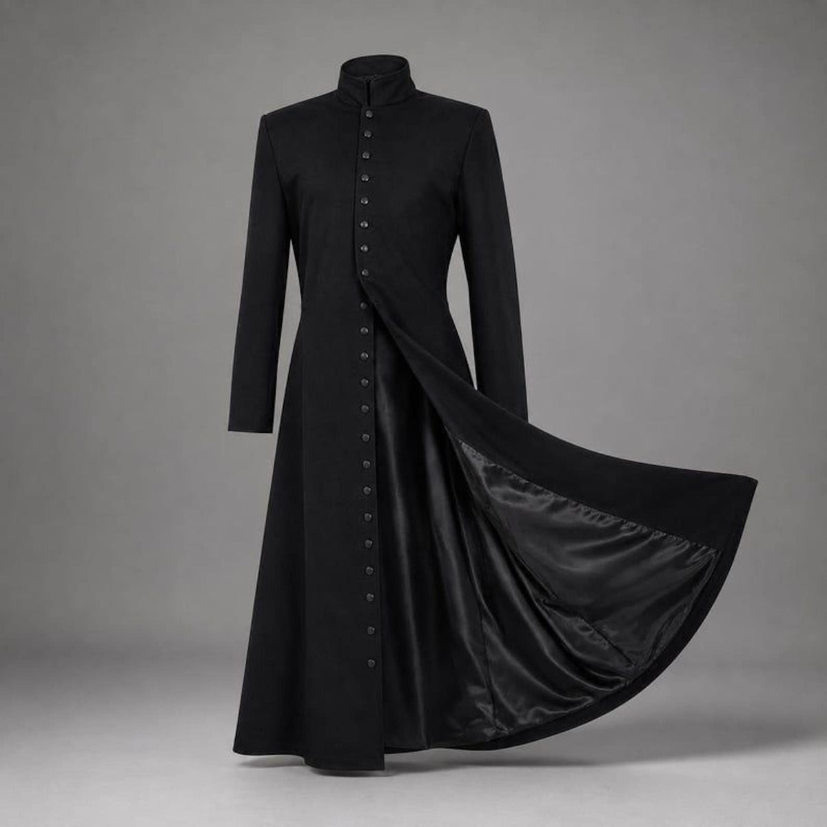 Neo Matrix Heavy Duty Cotton Keanu Reeves Black Gothic Steampunk Trench Coat