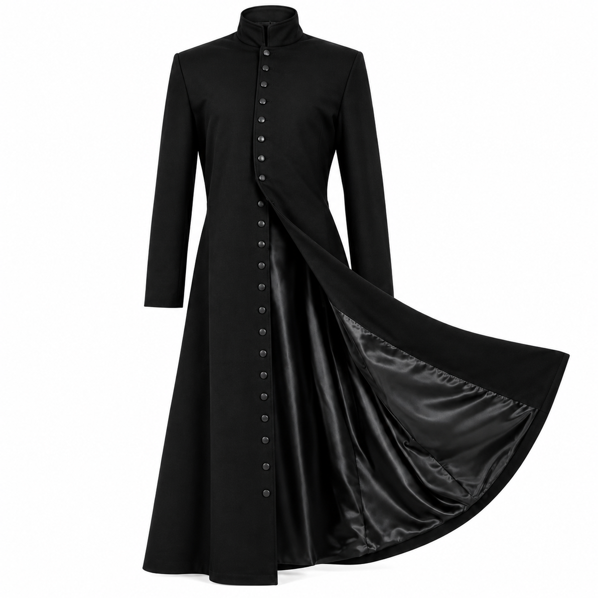 Neo Matrix Heavy Duty Cotton Keanu Reeves Black Gothic Steampunk Trench Coat